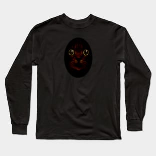 Green Eyed Cat in Shadow Long Sleeve T-Shirt